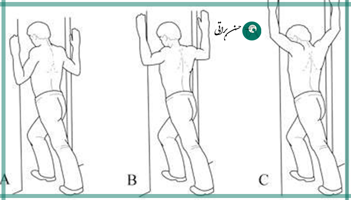 حرکت کششی با چارچوب در - ورزش برای درمان پارگی تاندون شانه